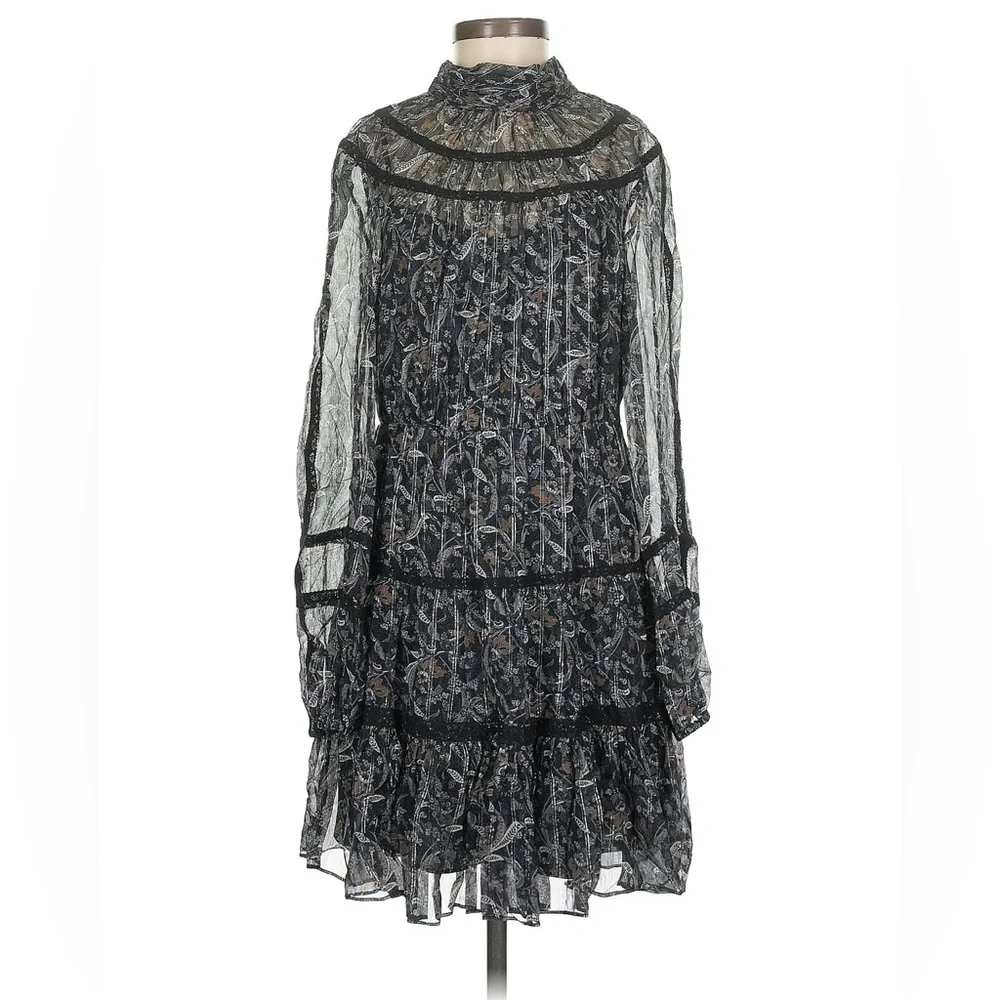 Veronica Beard “Rahla” Black Floral Long Sleeve Mini Dress ~ Sz 2 - Picture 3 of 7